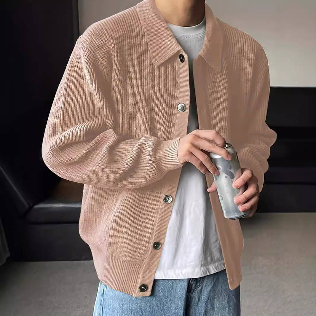Men’s Elegant Knit Coat – Solid Color
