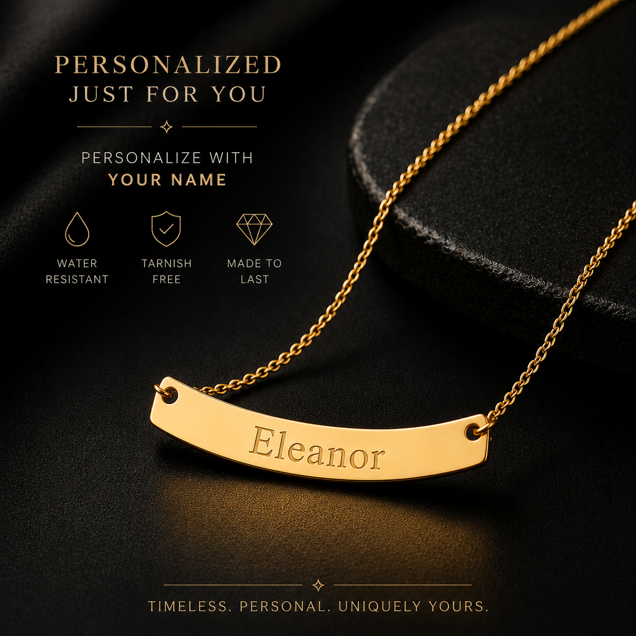 Personalized Gold-Plated Bar Necklace