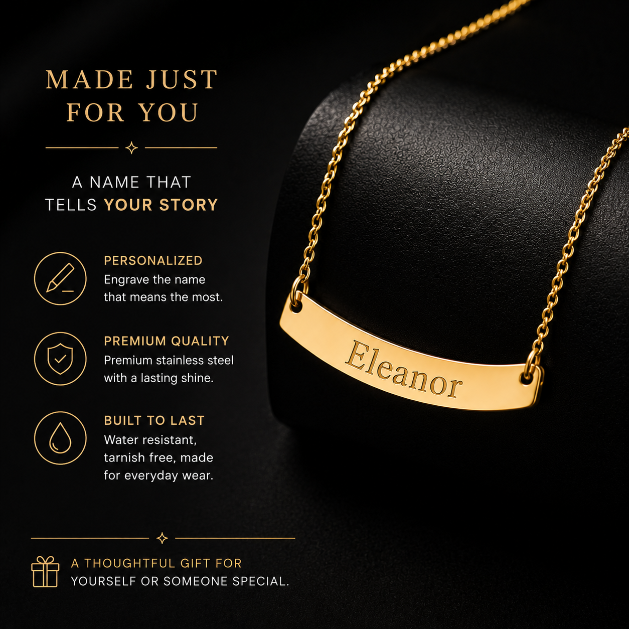 Personalized Gold-Plated Bar Necklace