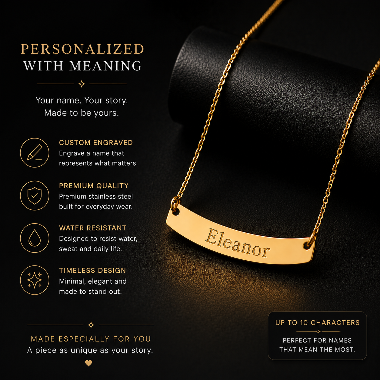 Personalized Gold-Plated Bar Necklace