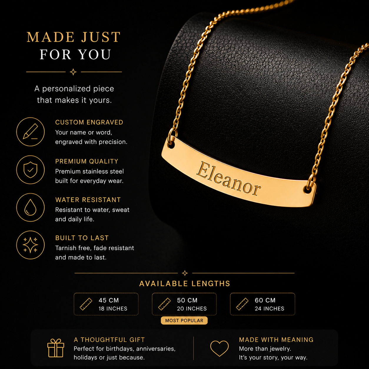 Personalized Gold-Plated Bar Necklace