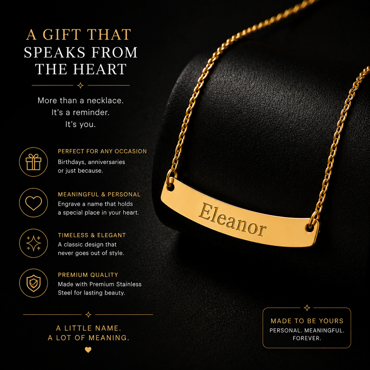 Personalized Gold-Plated Bar Necklace