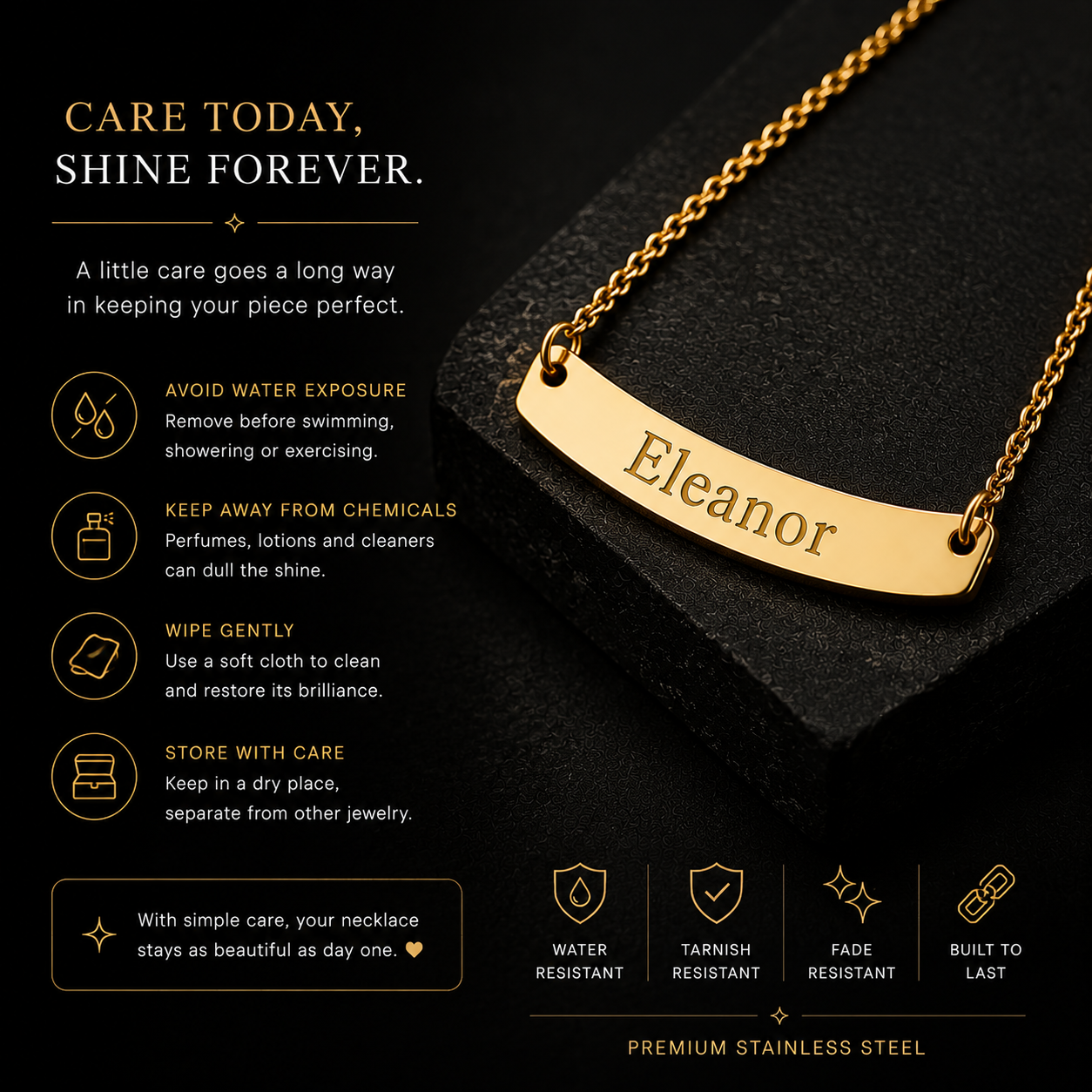 Personalized Gold-Plated Bar Necklace