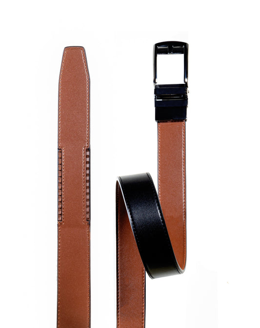 Men’s Premium Reversible Ratchet Belt – Genuine Leather Automatic Buckle (2 Colors in 1)