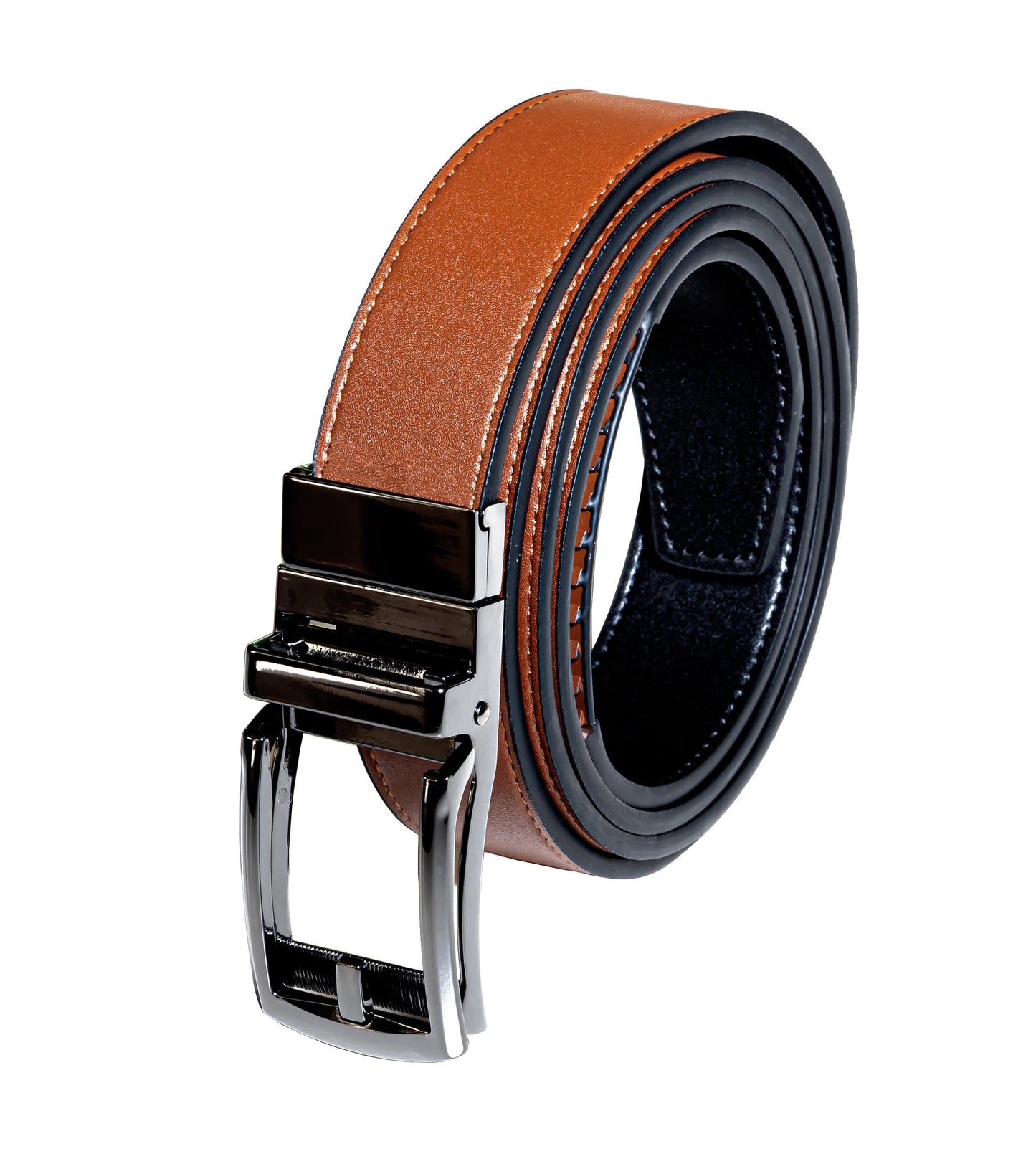 Men’s Premium Reversible Ratchet Belt – Genuine Leather Automatic Buckle (2 Colors in 1)