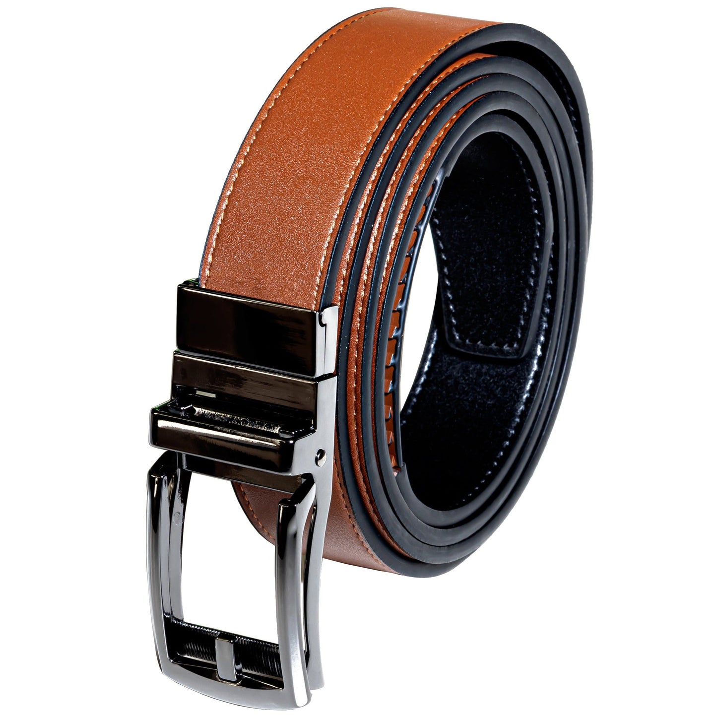Men’s Premium Reversible Ratchet Belt – Genuine Leather Automatic Buckle (2 Colors in 1)