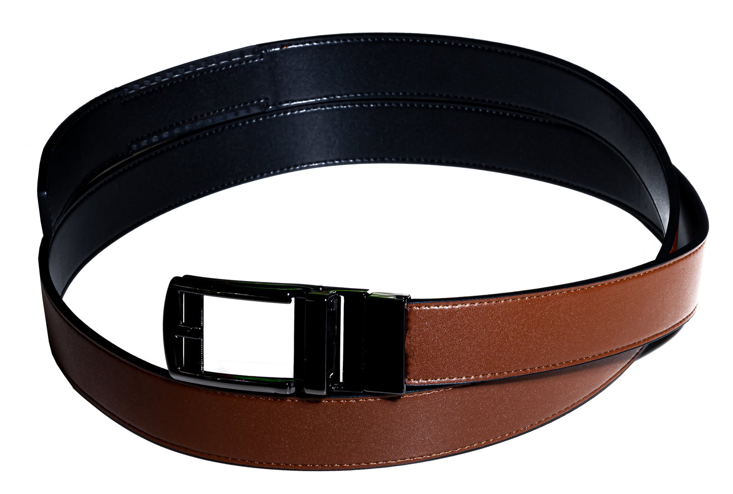 Men’s Premium Reversible Ratchet Belt – Genuine Leather Automatic Buckle (2 Colors in 1)