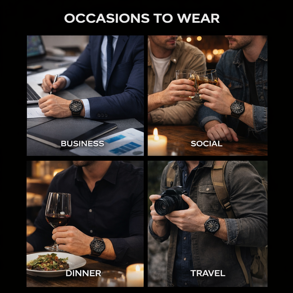 Cronógrafo Vento Blackfield em Couro