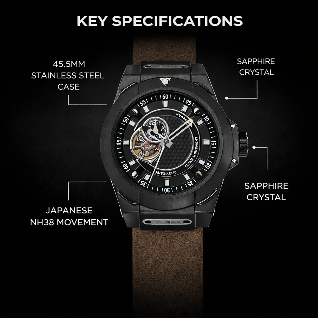 Cronógrafo Vento Blackfield em Couro