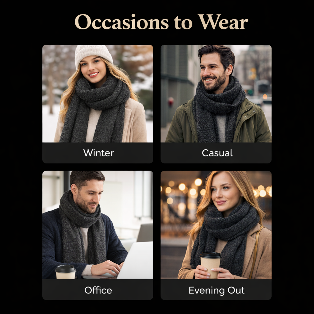 Cachecol Luxe em Alpaca Carvão: Calor Intenso e Sofisticação Atemporal