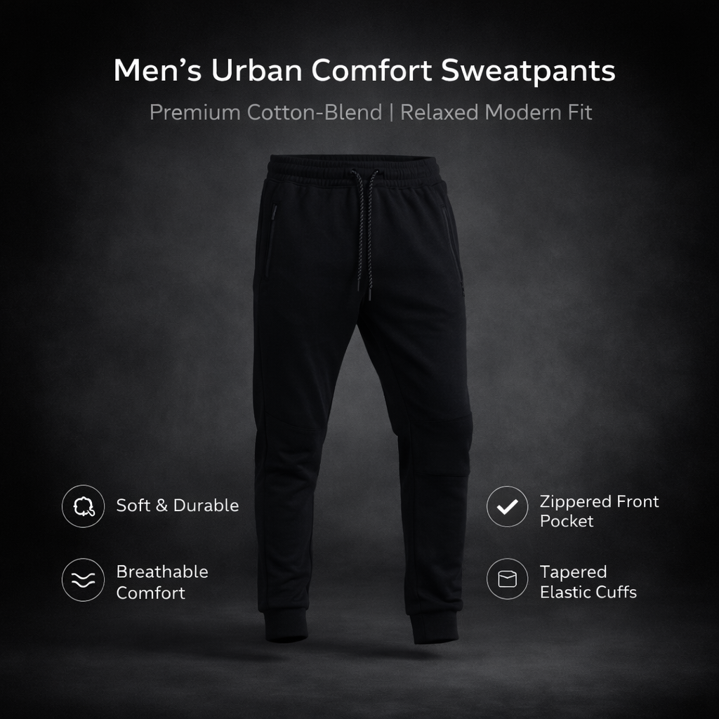 Urban Comfort Sweatpants – Cotton Blend Relaxed Fit