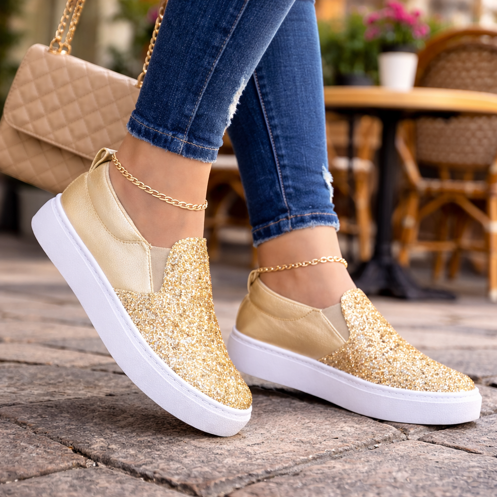 Women’s Slip-On Sneakers with Glitter – Comfort & Style