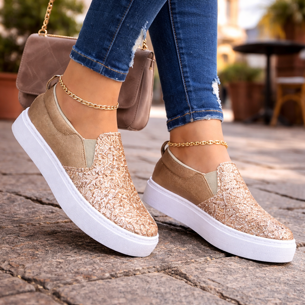 Women’s Slip-On Sneakers with Glitter – Comfort & Style