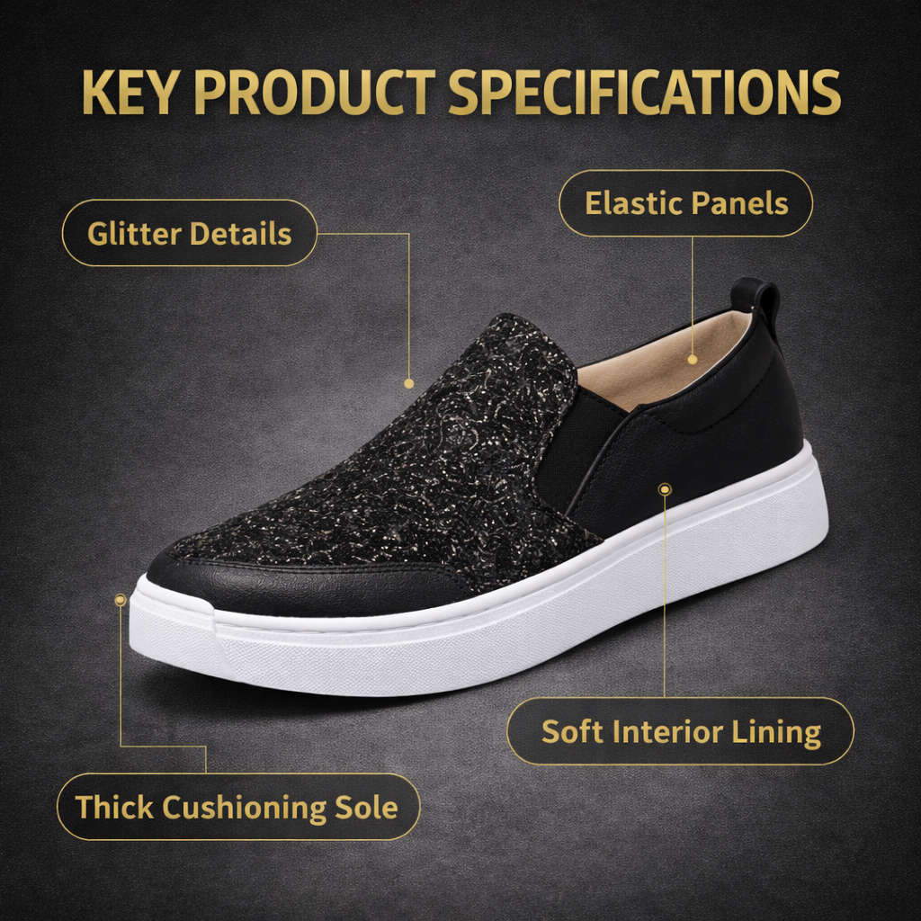 Women’s Slip-On Sneakers with Glitter – Comfort & Style