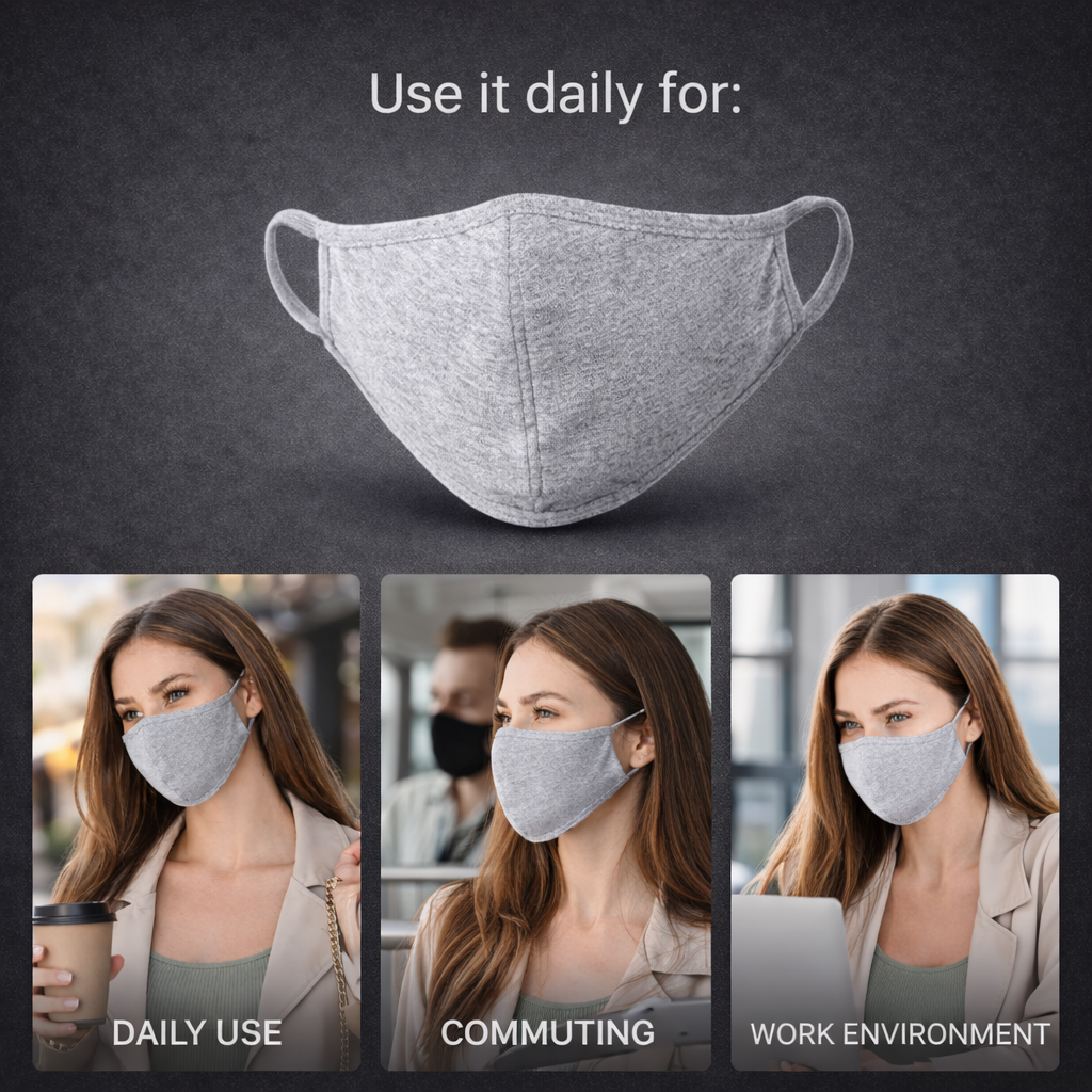 Essential Grey Reusable Face Mask – Double Layer Comfort
