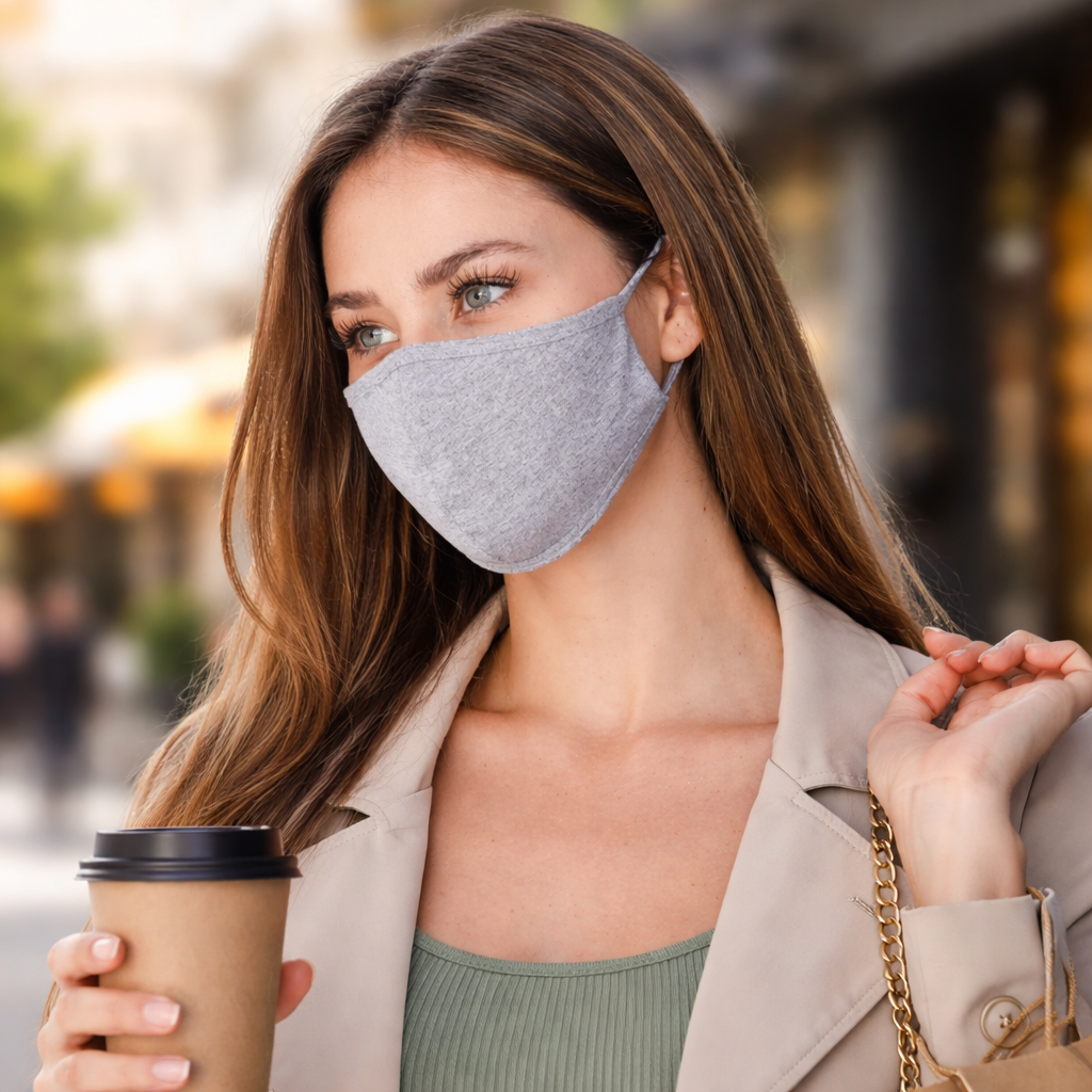 Essential Grey Reusable Face Mask – Double Layer Comfort