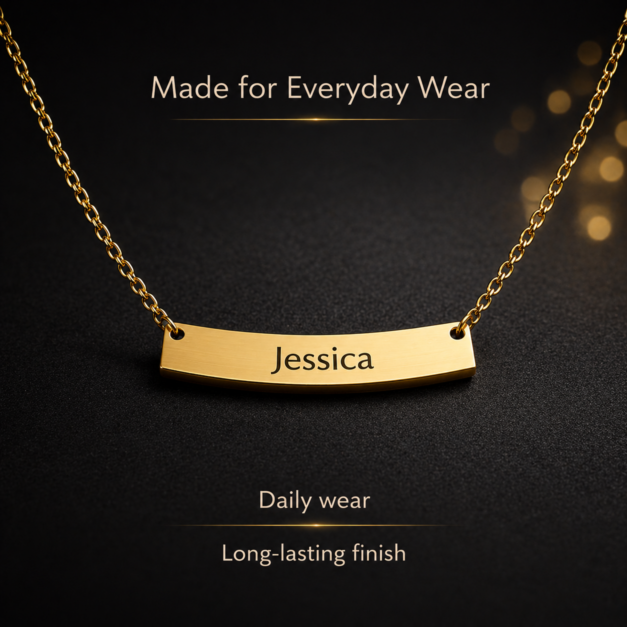 Personalized Gold-Plated Bar Necklace — A Symbol That Lasts