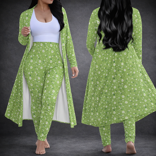 Women’s Long Cardigan &amp; Leggings Set – Elegant Comfort Loungewear
