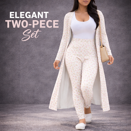 Women’s Long Sleeve Cardigan &amp; Leggings Set – Elegant Casual Two-Piece Outfit