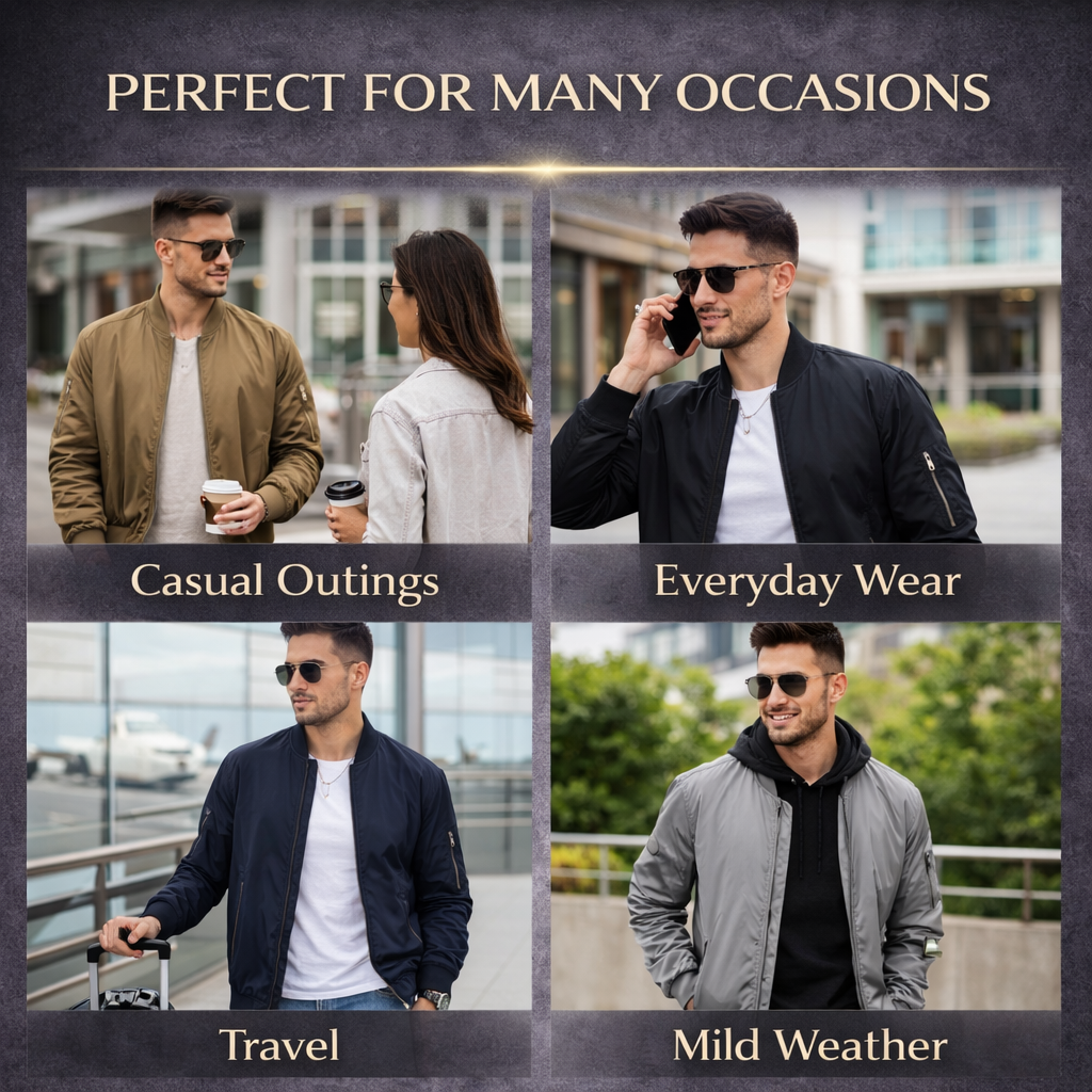 Men’s Lightweight Bomber Jacket – Casual Spring & Fall