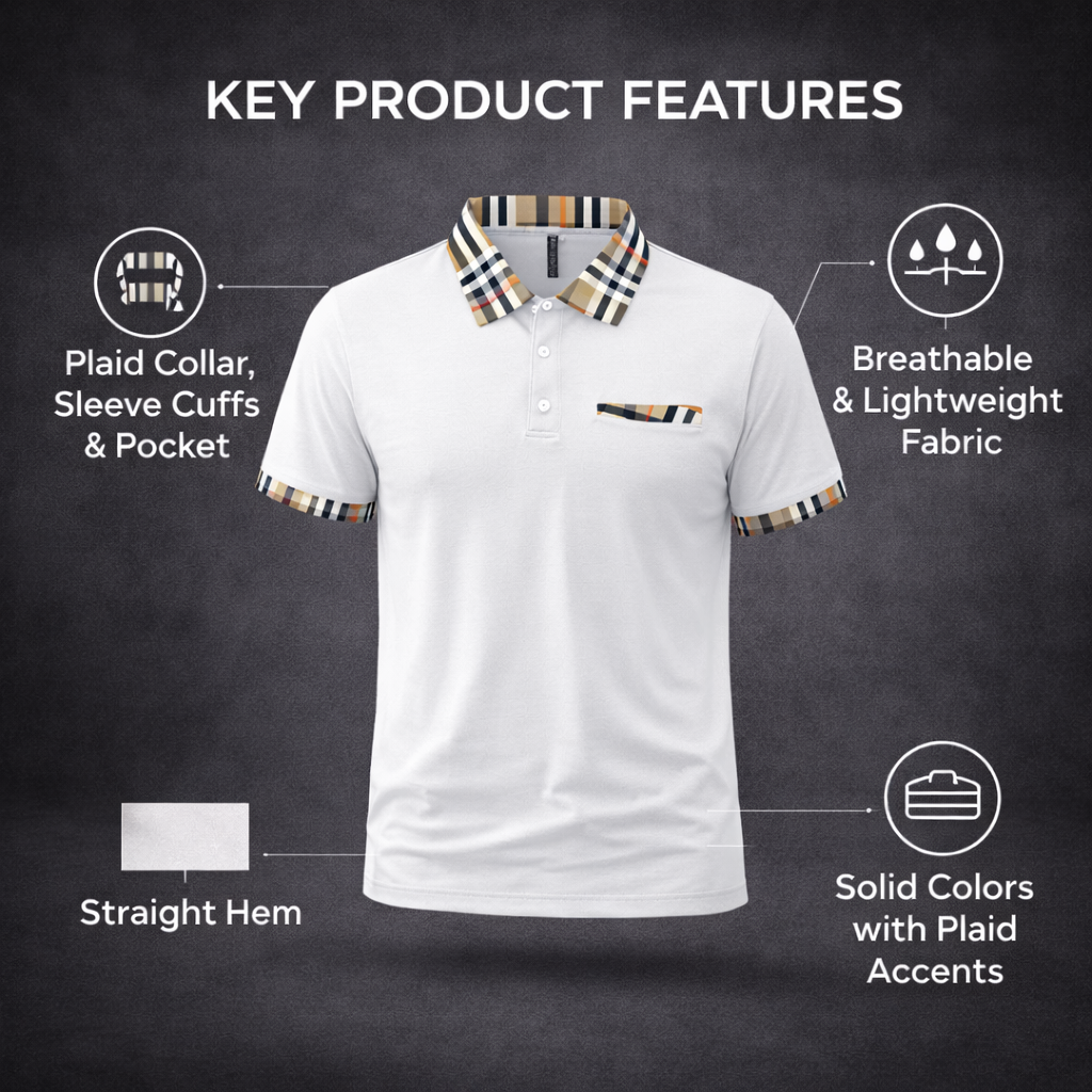 Men’s Premium Polo Shirt with Checkered Details