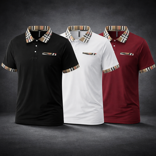 Men’s Premium Polo Shirt with Checkered Details