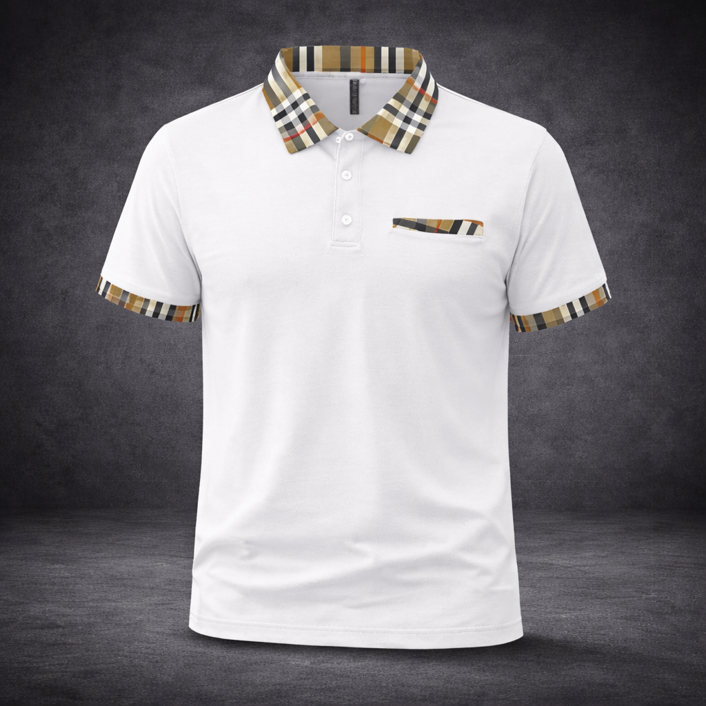 Men’s Premium Polo Shirt with Checkered Details
