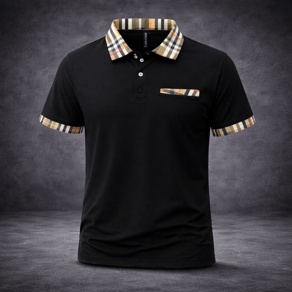 Men’s Premium Polo Shirt with Checkered Details