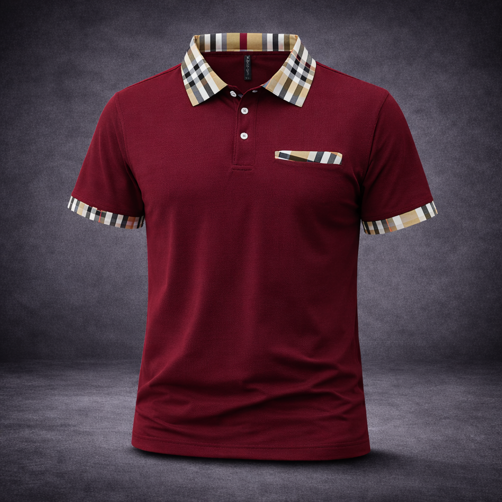 Men’s Premium Polo Shirt with Checkered Details