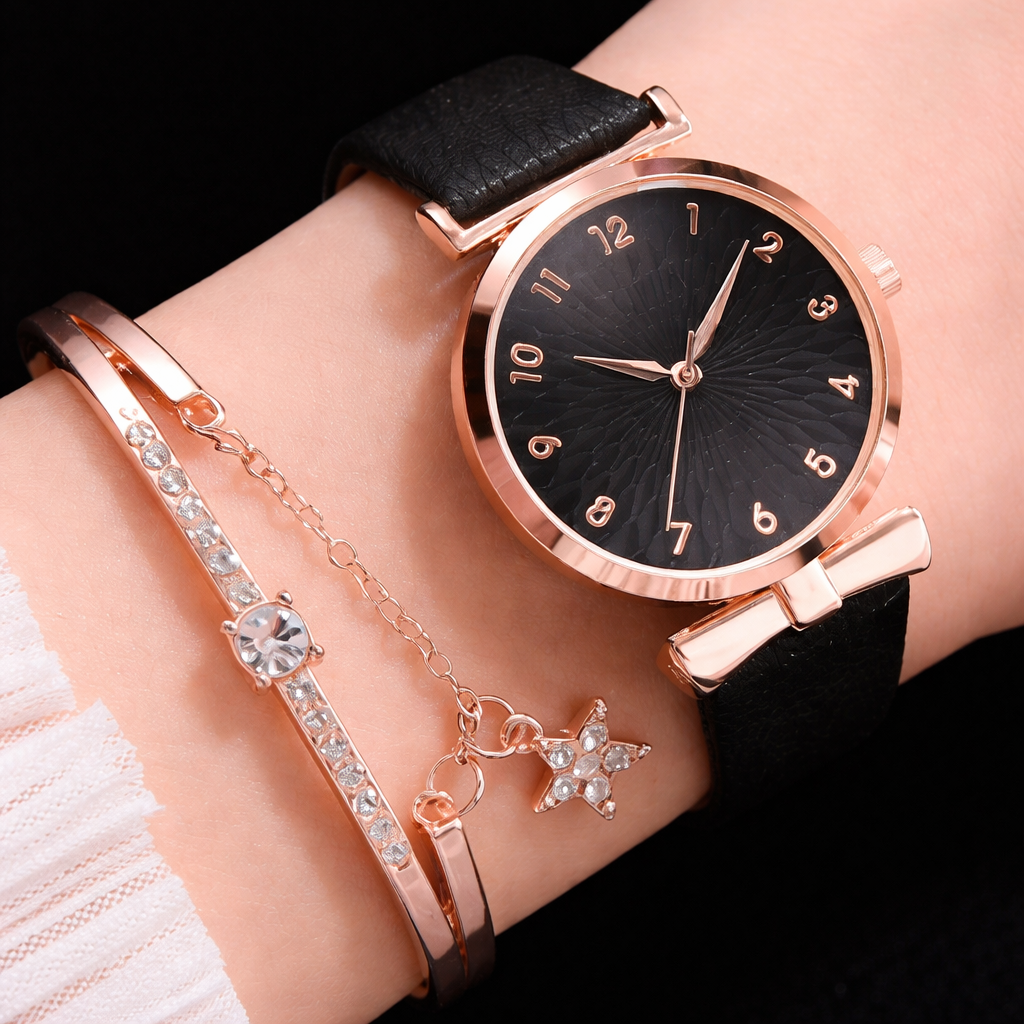 Elegance Aura – Women’s Quartz Watch & Bracelet Set