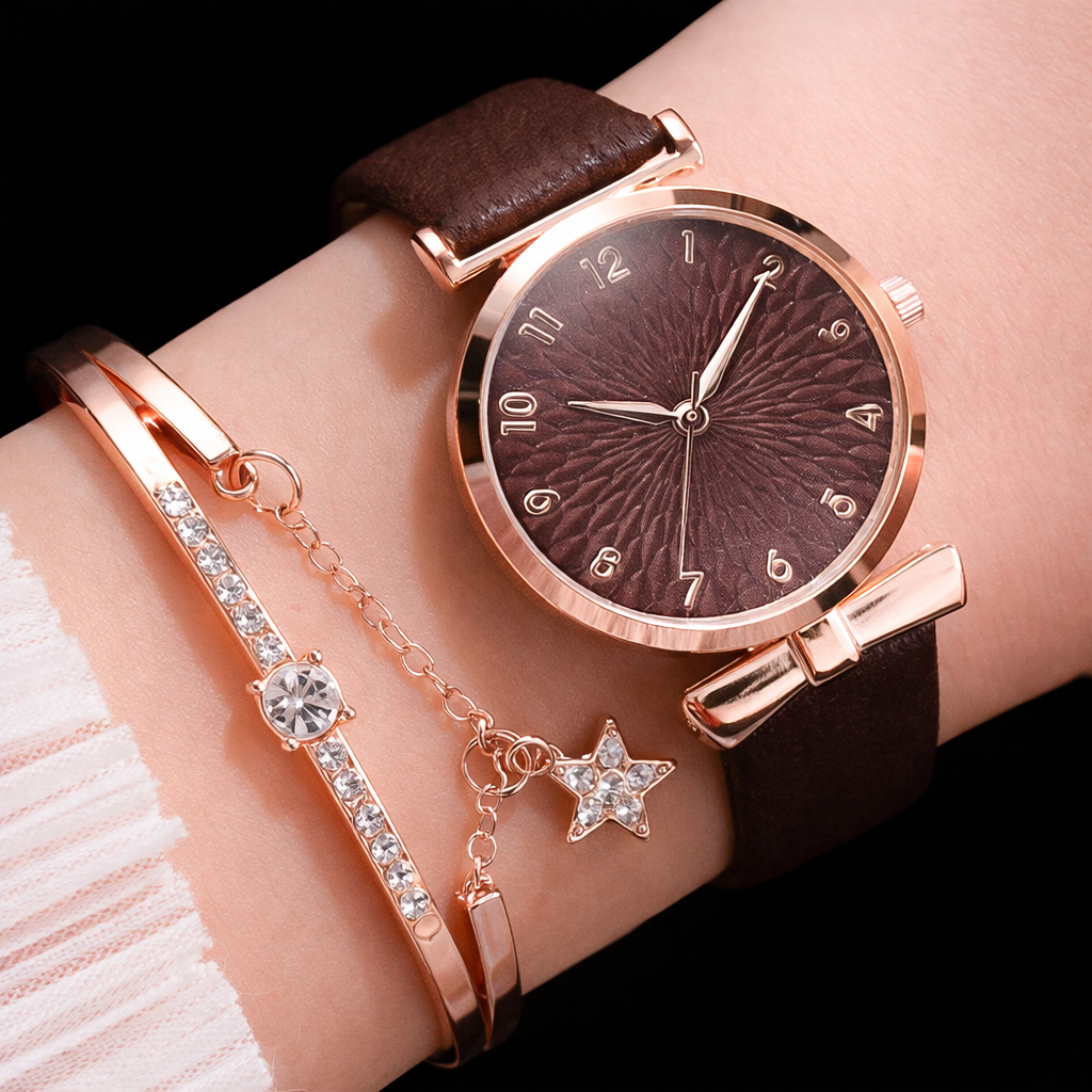 Elegance Aura – Women’s Quartz Watch & Bracelet Set